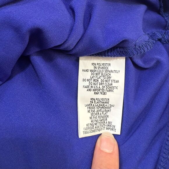 New Alex Evenings Petite Pearl Embellished Top Size SP Blue Women’s - Picture 11 of 13